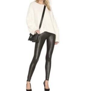 NEW SPANX Black High Rise Faux Leather Leggings Size XS $98